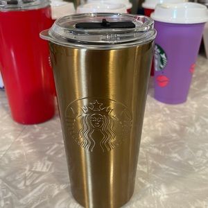 STARBUCKS 2021 gold Slide Lid Metallic  18oz Tumbler